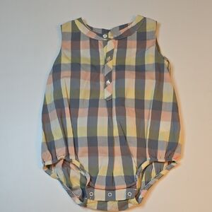 Knot Plaid Baby Romper